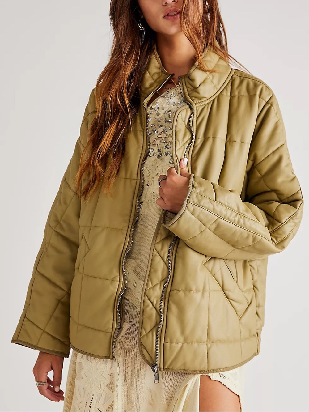 Free People We The Free Dolman Quilted Vegan Jacket Size Medium